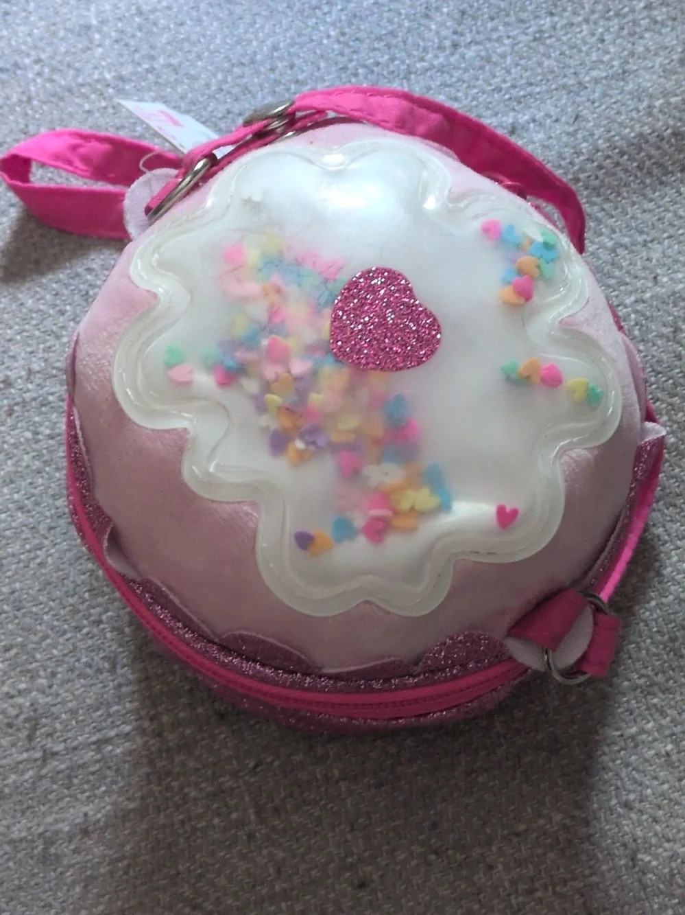 Pink Glitter Cupcake Crossbody Bag